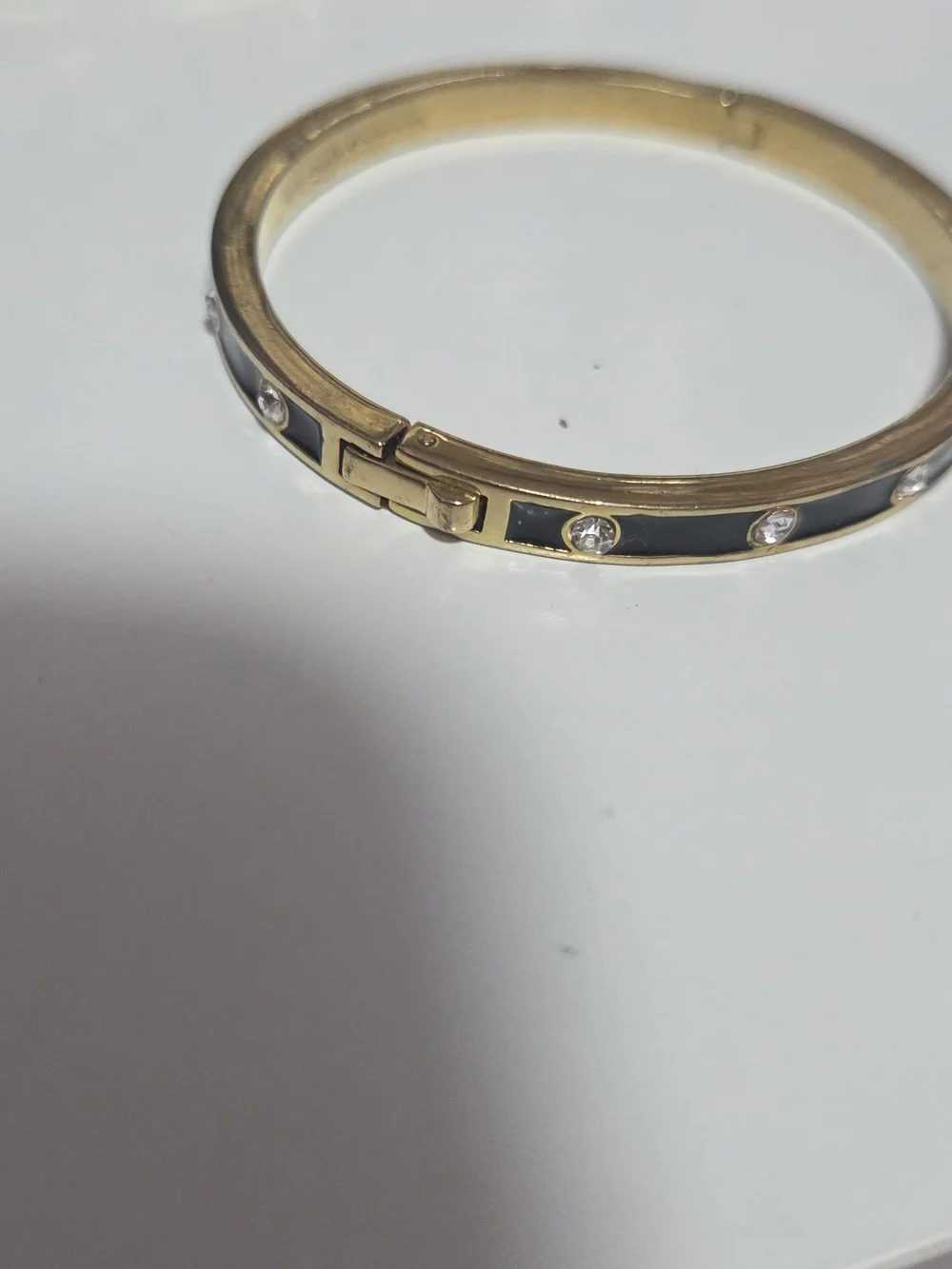 kate spade Gold-Tone Black Enamel Bangle with Clear Crystal Accents - Picture 4 of 4